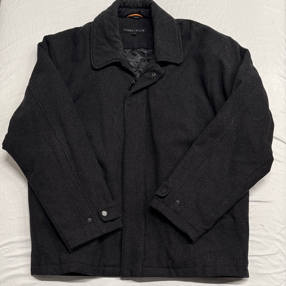 Perry Ellis Classic Charcoal Pea Coat